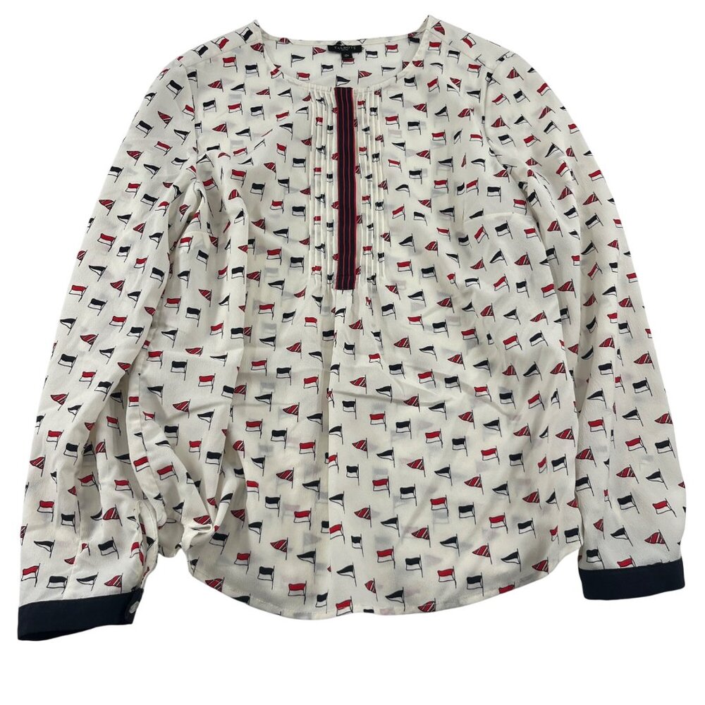 Talbots Womans Nautical Flag Print Blouse Size 12… - image 1